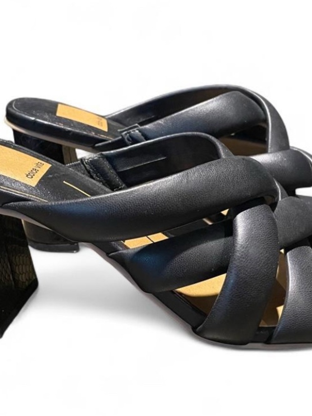 Dolce Vita Black Padded Crossover Strap Block Heel Mules